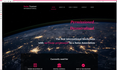 Swiss Trustnet International: CI, Wortmarke und Internet-Auftritt für Schweizer Blockchain-Verein