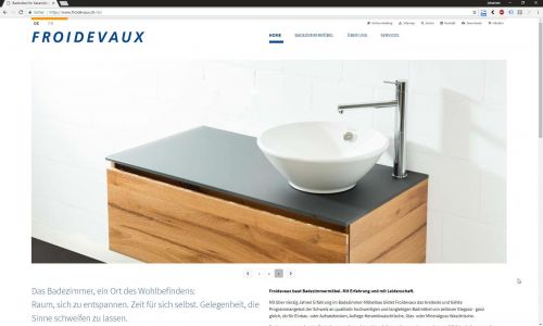 Froidevaux AG: Umfangreiches Firmenportal mit Produktpräsentationen und Waschbecken-Kalkulator