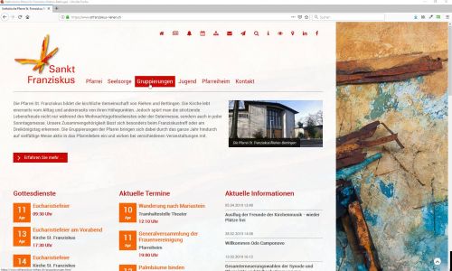 Pfarrei St. Franziskus Riehen-Bettingen: Responsiver Webauftritt mit Schwerpunkt auf aktuellen Informationen