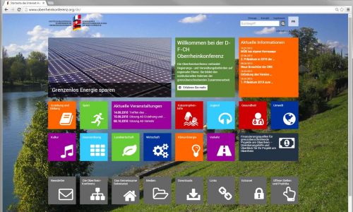 Oberrheinkonferenz: Responsive Webdesign im Kachel-Look, mehrsprachiger Auftritt mit Extranet