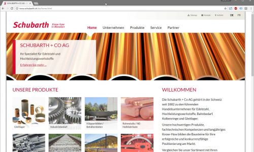 Schubarth + Co AG: Responsive Webdesign, mehrsprachiger Auftritt mit umfangreicher Produktestruktur